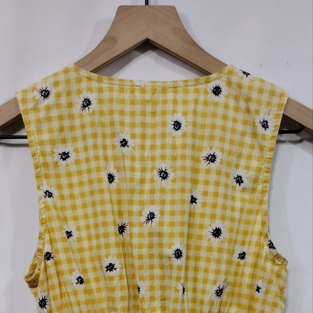 Derek Heart Cutout Tiered Dress Women's S Yellow Retro 90s Y2K Cottagecore Beach - Picture 6 of 8